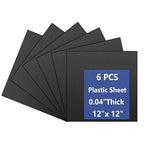 6 Pack Black Plastic Sheet 12x12x0.04 in Flexible High Tensile Plastic Sheets by Polvtor