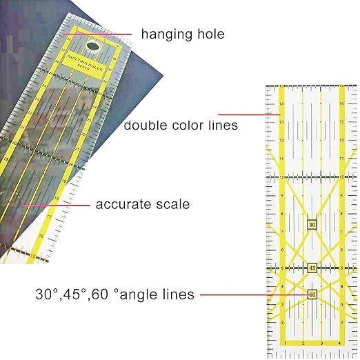 Quilting Rulers, 7 Piece Acrylic Ruler, Fabric Cutting Ruler, Sewing & Quilting - Image 5