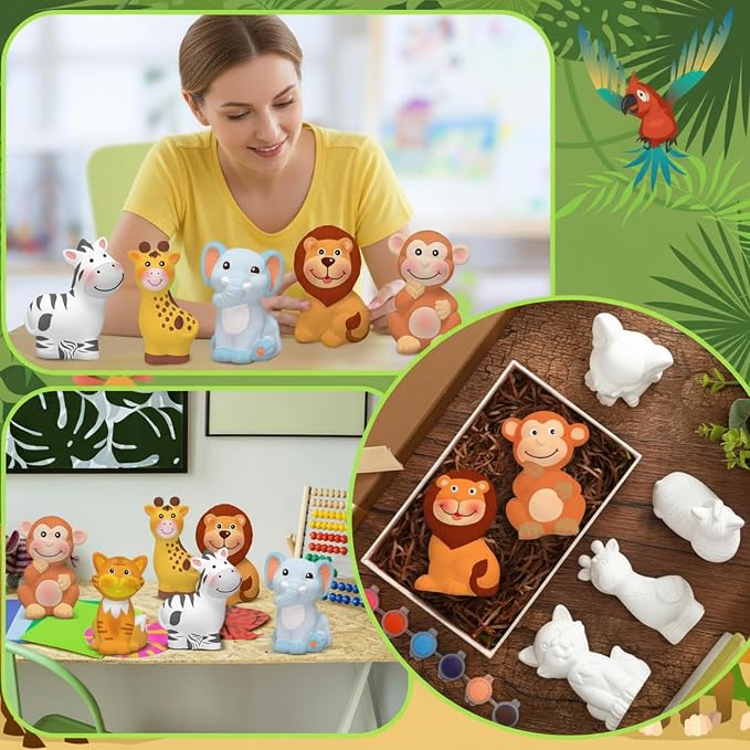 Gemscream 6 Sets Animal Painting Craft Kits Wild Animal Ceramics to Paint - Image 5