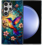 for Samsung Galaxy S24 Ultra Case, Stained Glass Hummingbird Pattern Glossy 2 by Teonvpu