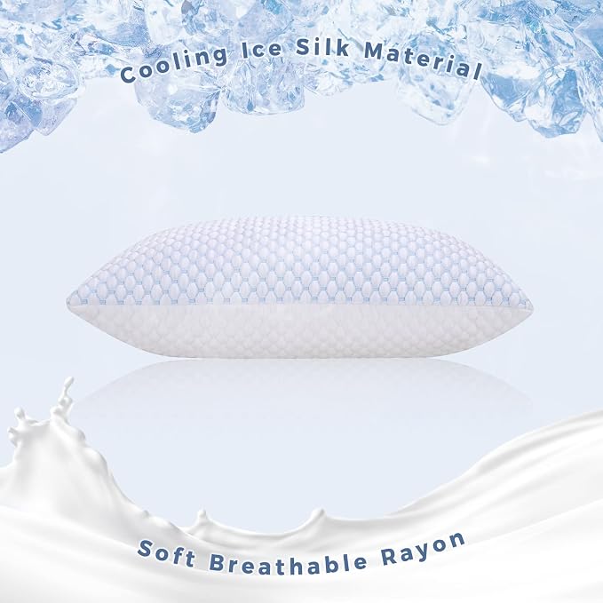 OSBED Cooling Adjustable Shredded Memory Foam Pillows Queen Size Set of 4 - Image 2