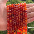 60pcs Smooth Natural Orange Agate Beads，6mm Dragon Vein Gemstone Round Loose - Image 3