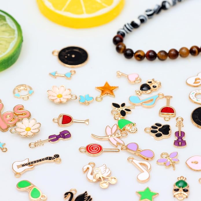 Bulk Gold Enamel Charms for Jewelry Making, Colorful Metal Charms Pendant for - Image 2