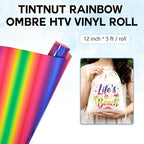 Tintnut Rainbow Gradient Heat Transfer Vinyl Roll, stretch washable, compatible - Image 2
