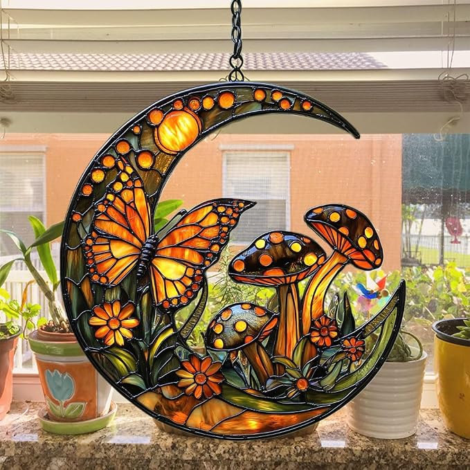 Cresent Forest Butterfly Acrylic Suncatcher Stained Glass Effect Window Car - Image 4