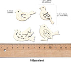 200 Pcs Unfinished Wooden Bird Cutouts Wood Animals Shapes Blank Wood Slices - Image 2