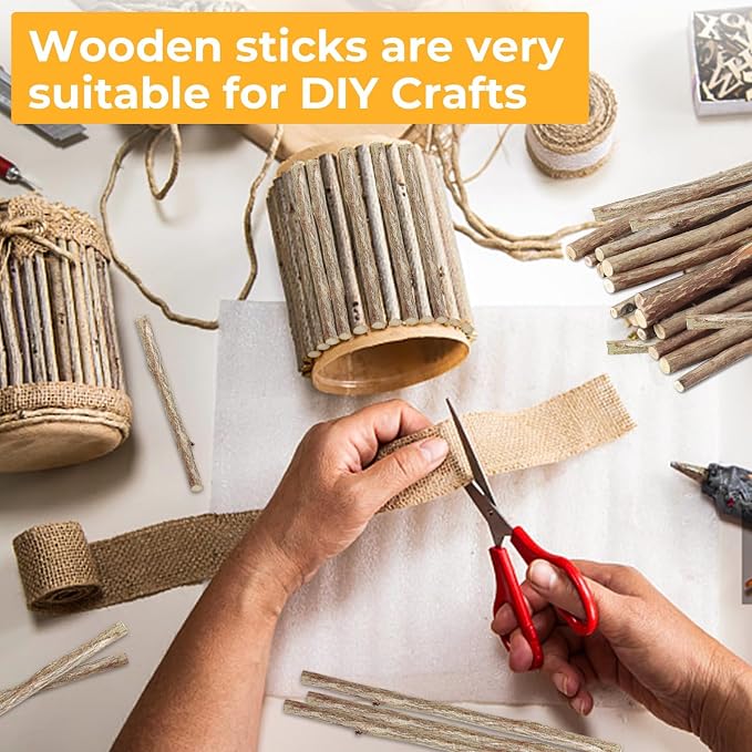 TKOnline 300Pcs Craft Sticks, 10cm 0.1-0.2 Inch in Diameter Wood Log Sticks - Image 5