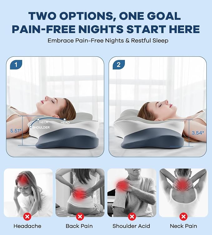DONAMA Cervical Pillow for Neck and Shoulder Pain Relief, Cooling Contour - Image 3