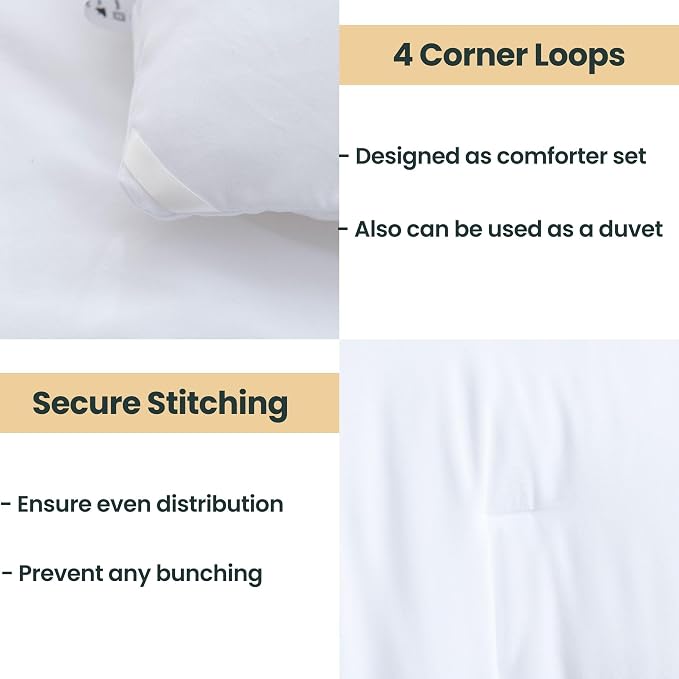 Paxrac White Super King Comforter Set 120x120In, 3 Pieces Oversized King - Image 4