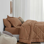 Love's cabin Full Comforter Set Mocha Mousse, 7 Pieces Full Bed in a Bag - Image 8