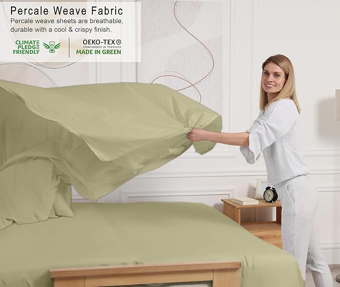 RUVANTI 100% Cotton Sheets – Queen Size Percale Bedding, Cooling & Breathable - Image 3