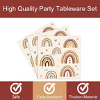 Boho Rainbow Party Plates Napkins Decorations Serves 24, Groovy Hippie Party - Image 3