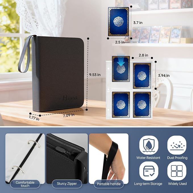 4 Pocket Card Binder for 400 Cards, Premium PU Zipper Card Collection Album - Image 2