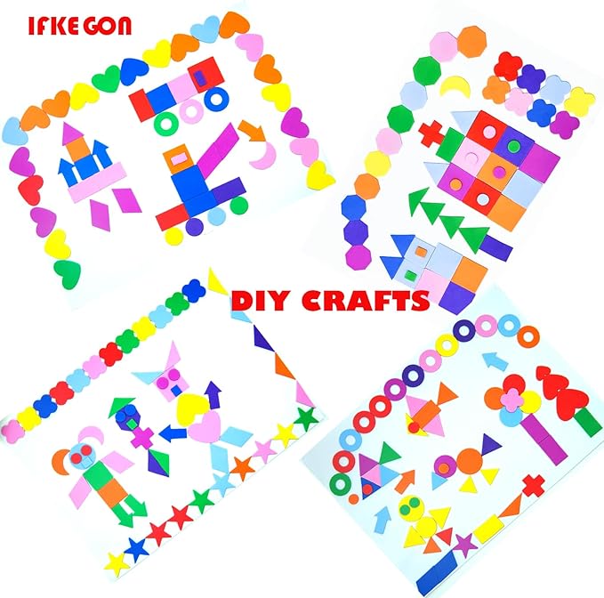 1050PCS Assorted Foam Shapes Stickers, Bulk Collage Materials | - Image 6