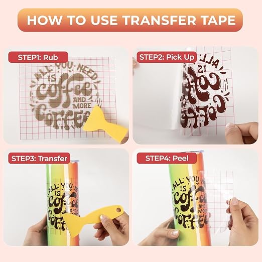 YRYM HT Transfer Tape for Vinyl -12" x 12 FT w/Red Alignment Grid Transfer Paper - Image 5