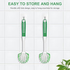 SetSail Dish Brush with Handle, 2 Pack Stiff Bristles Dish Scrubber with - Image 3