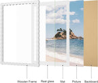 12x16 Picture Frame with Mat for 11x14, Wavy Edge Wooden Real Glass Photo Frame - Image 5