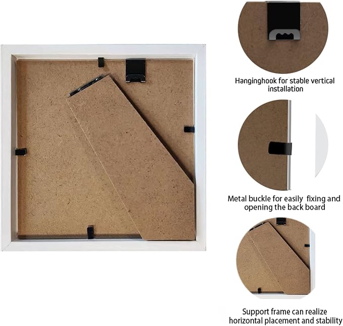 5x5 White Small Shadow Box Frame Display Case, Display Case Box - Image 5