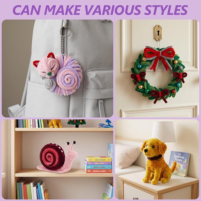 Cwczhi 1500 PCS Pipe Cleaners, 50 Colors Creative Chenille Stems Craft | Fuzzy - Image 7