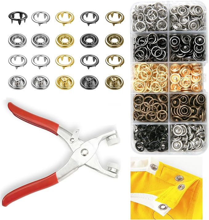 GTAAOY 100 Sets 9.5mm Metal Snaps Buttons Perfect by GTAAOY