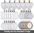 Anezus 60Pcs Pendant Trays, Bezel Pendant Trays Blanks - Image 2