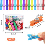 SANNIX 50Pcs Wooden Push Pin Clips, Bright Thumb Tack Clips - Image 2