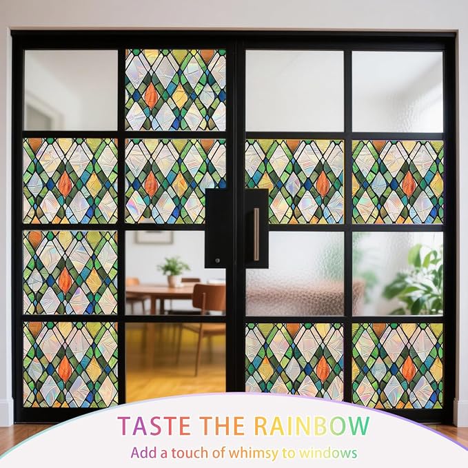Lattice Stained Glass Window Film Static Cling - Image 6