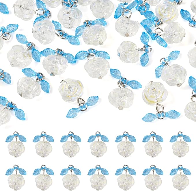 FASHEWELRY 30pcs Crystal Glass Flower Pendants by FASHEWELRY