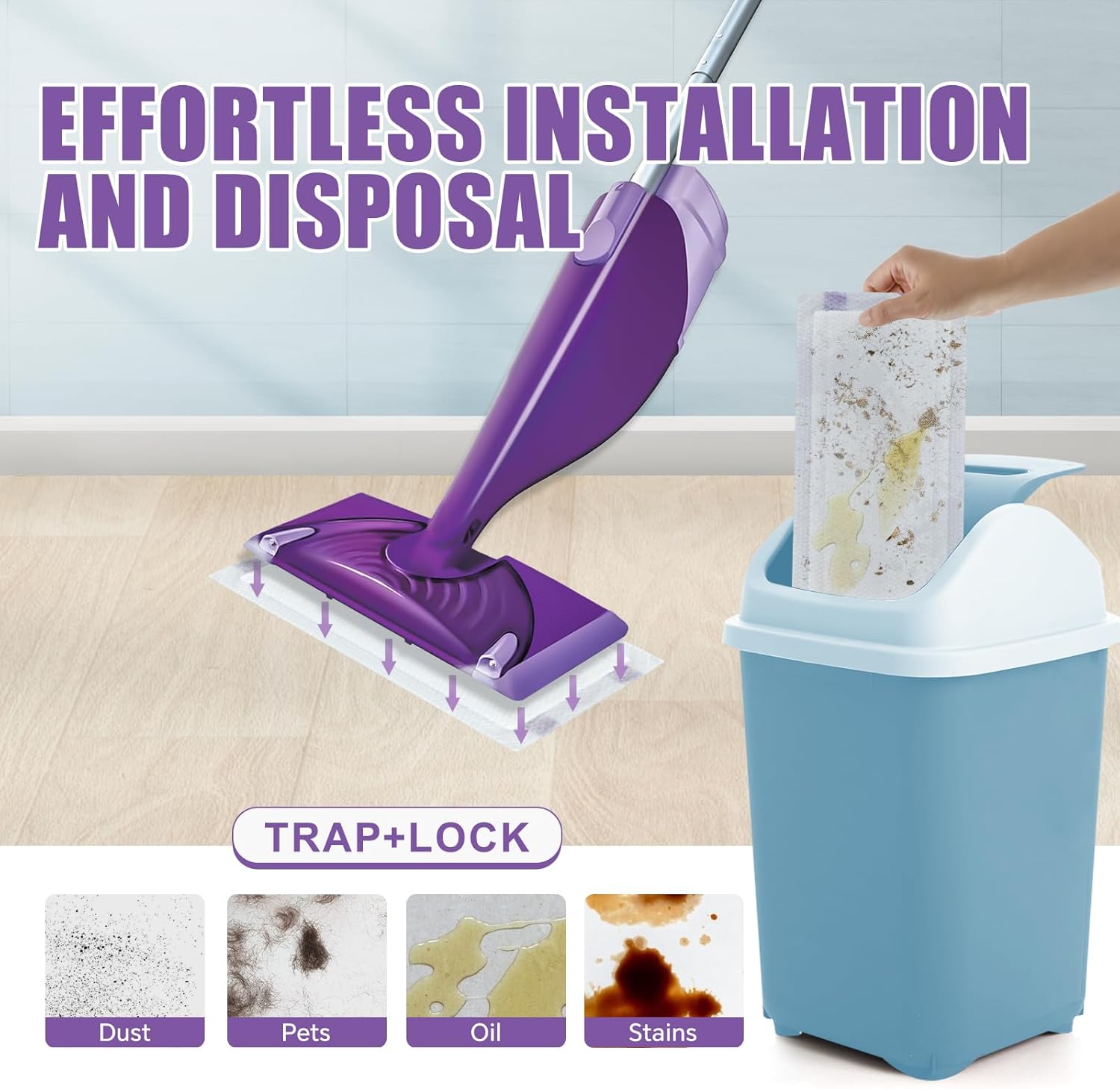 42Count Disposable Wet Pads Refill for Swiffer Wet Jet Spray Mop,Wet Jet Pads for All Floor Types,Disposable Multi Surface Wet Jet Hardwood Floor Cleaner for swiffer Wet Pads Refill