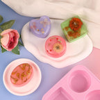 Sakolla 3 Pack Silicone Soap Molds, 4 Cavities Heart, Round and Oval Silicone - Image 2