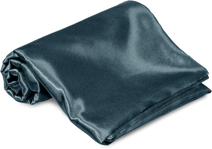 Homiest Deep Sea Blue Satin Twin Luxury & Ultra Soft Flat Sheet - Image 2