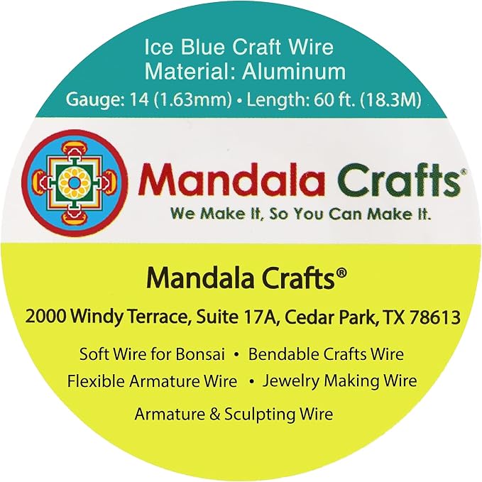 Mandala Crafts 14 Gauge Ice Blue Anodized Aluminum Craft Wire, 60 FT | Colored - Image 3