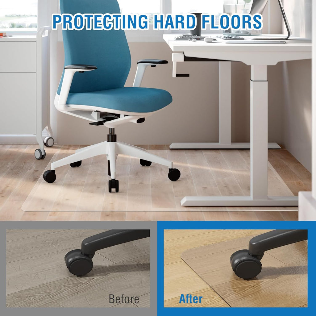 Clear Chair Mat, 48" x 36" Office Chair Mat for Hard Floors, Floor Protector Desk Mat for Gaming, Vinyl Floor Mat for Home Office Kichen Living Room, Clear