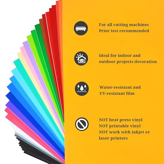 TECKWRAP Permanent Vinyl 12" x 12" 40 Sheets/Pack Assorted Colors Adhesive - Image 2