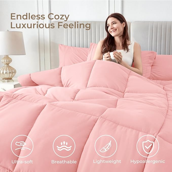 Sasttie King Size Comforter Set, 7 Pieces Bed in a Bag King, Complete Bedding - Image 2