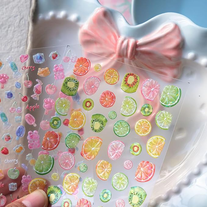 Summer Fruit Nail Art Stickers Decals 5D Embossed Fruit Nail Stickers 1PCS - Image 6