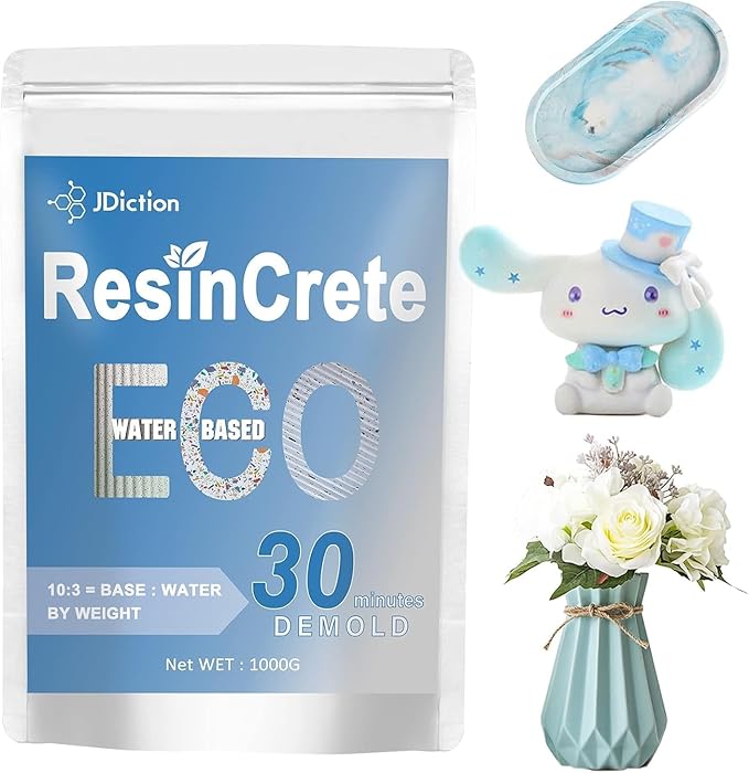 JDiction ResinCrete, 1000G Water-Based Eco-Friendly Formula, 20-30 Minutes by JDiction