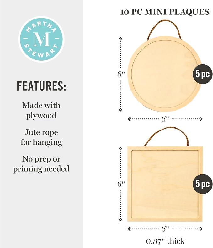 Martha Stewart, Circle and Square Wood Plaque Set - Image 4