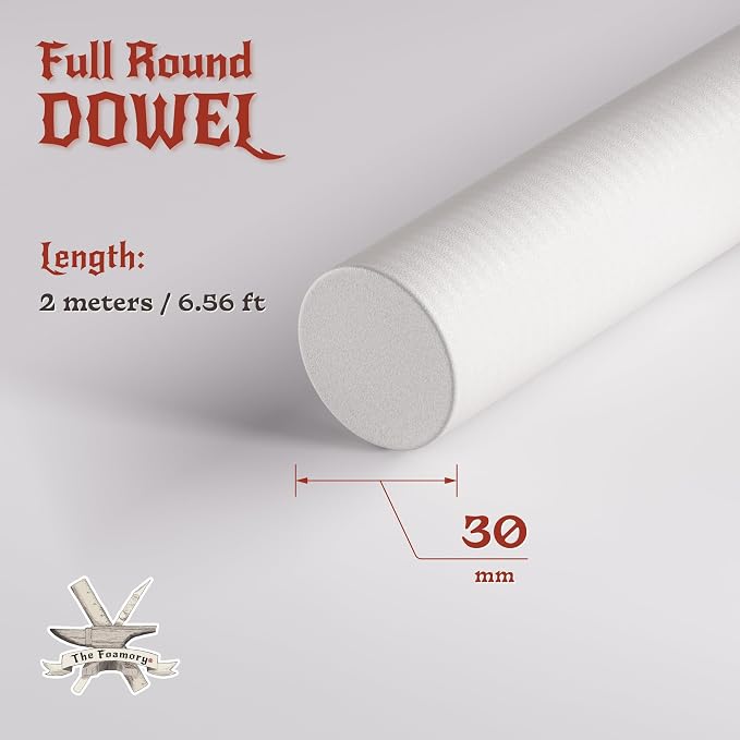 The Foamory's No Waste Full Round EVA Foam Dowel. 30mm x 2M Length. High-Density - Image 2