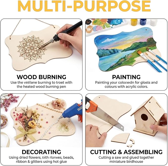 12Pcs Unfinished Wood Crafts, Rectangle-Shaped Wood Plaques - Image 5