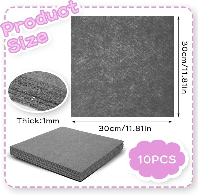 12" x 12" Squares Felt Sheets Fabric, 1mm Thick Halloween Christmas Fabric Fall - Image 2
