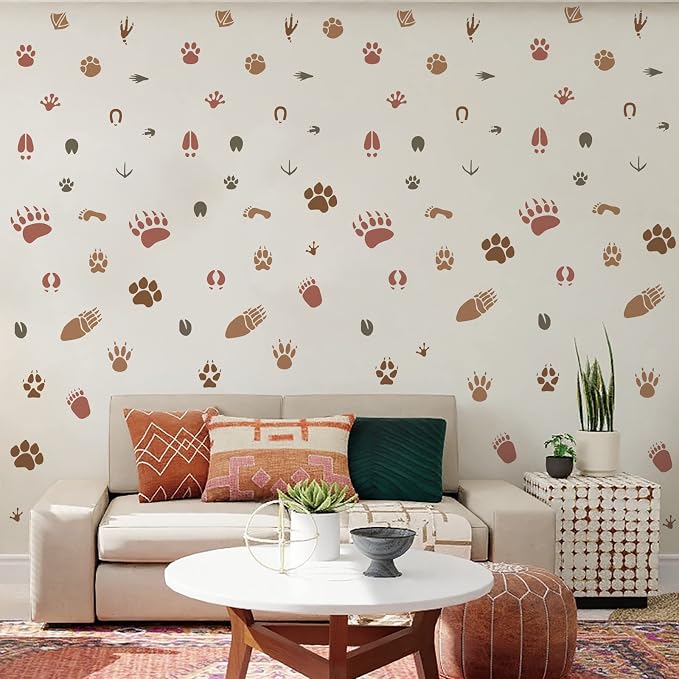 INFUNLY Paw Print Stencils for Painting 11.8" Animal Footprint Wall Stencil - Image 4