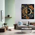 MYBISYMQQ Stamping Cross Stitch Kit Sun and Moon, Round Counting Cross Stitch - Image 4