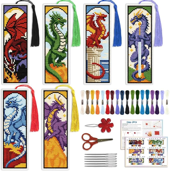ACRNIGHEET 6PCS Cross Stitch Bookmark Kit by ACRNIGHEET
