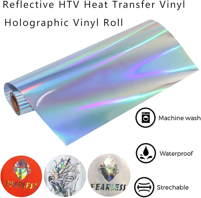 Holographic Heat Transfer Vinyl Metal Silver HTV Holographic Vinyl Rolls 12Inch - Image 7