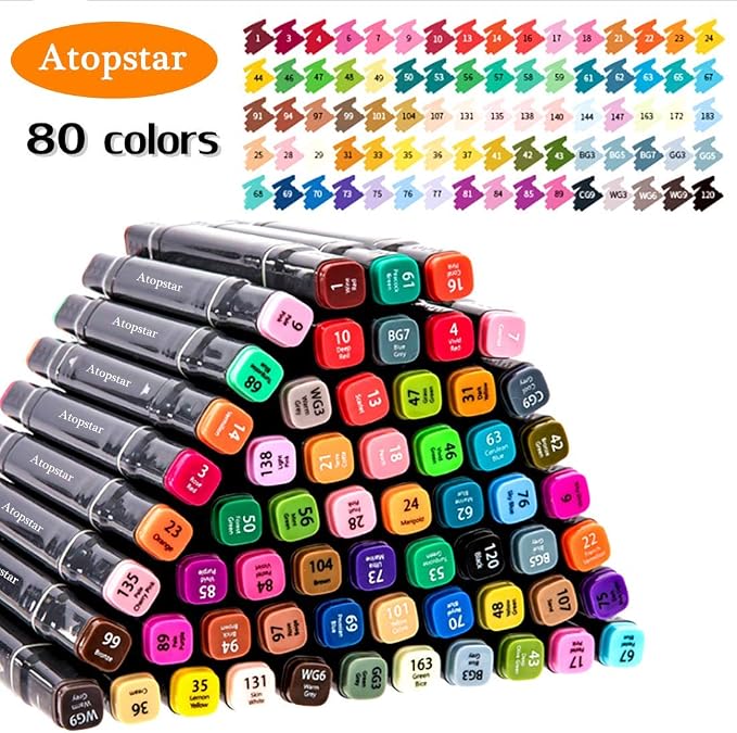 ATOPSTAR 80 Colors Alcohol Markers Pens Artist Drawing Art - Image 2