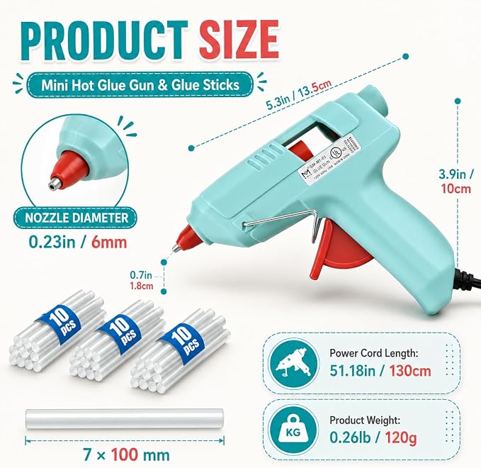 Mini Hot Glue Gun Kit with 30 Glue Sticks and Carrying Case, 15W Fast - Image 2