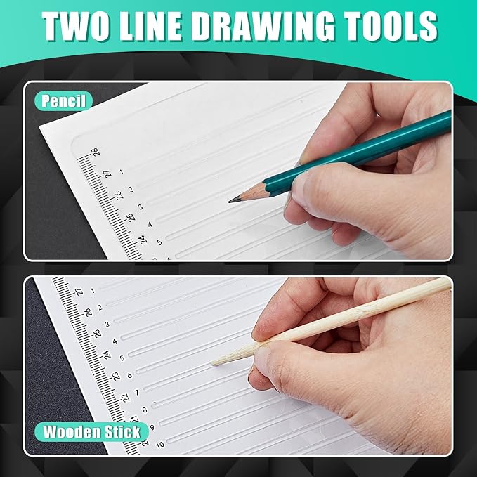 Fainne 2Pack Plastic Straight Line Stencil Template - Image 4