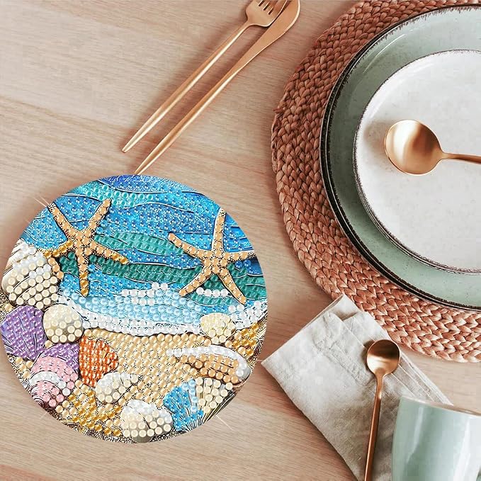 ijbnhd 8 Pack Diamond Art Coasters Kits Ocean | Diamond Painting Coasters Kit - Image 8