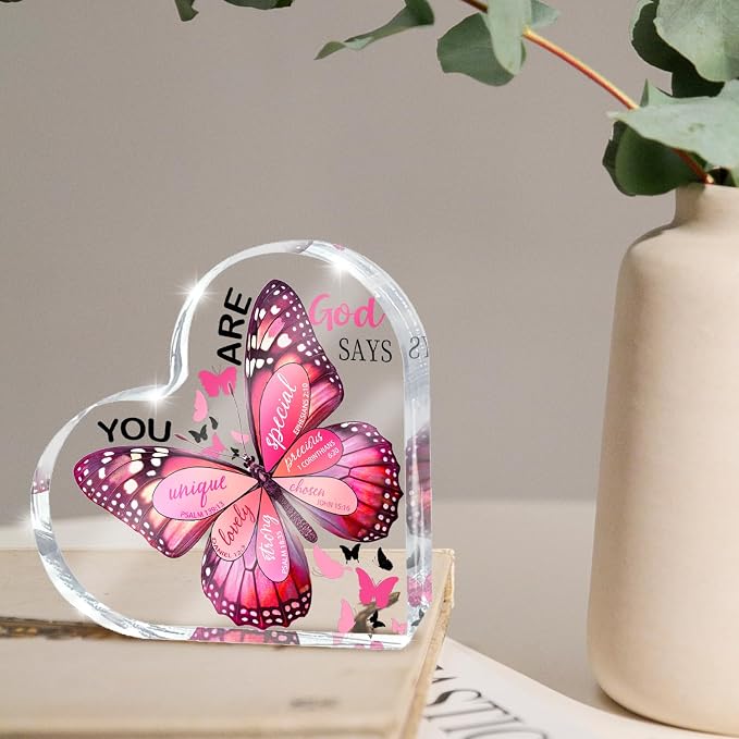 Christian Gifts for Women, 4 Inch Butterfly Acrylic Keepsake, Inspirational - Image 4